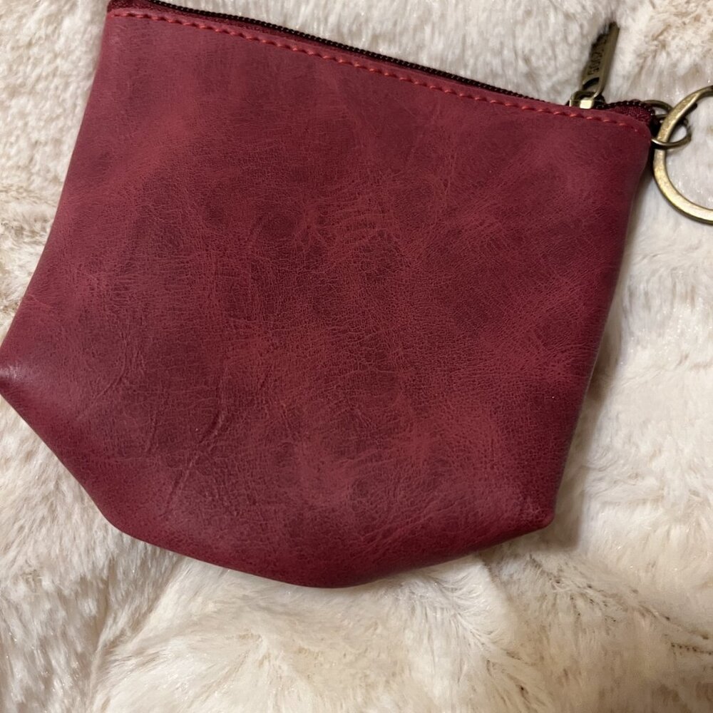 Kangaroo Australia Size OS Kangaroo Australia Burgundy Leather Coin Purse Pouch - Picture 2 of 3